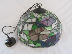 Large Tiffany style ceiling pendant light with butterfly design