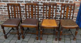 Two pairs of 1930's dining chairs & a low level metal filing cabinet