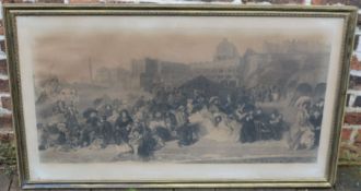 Victorian framed print: Life At The Seaside, Ramsgate 1854; from the original by W P Frith. Frame