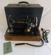 Electric singer sewing machine 99k 1933 with instructions and oil can (untested)