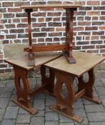 3 small oak refectory style coffee tables