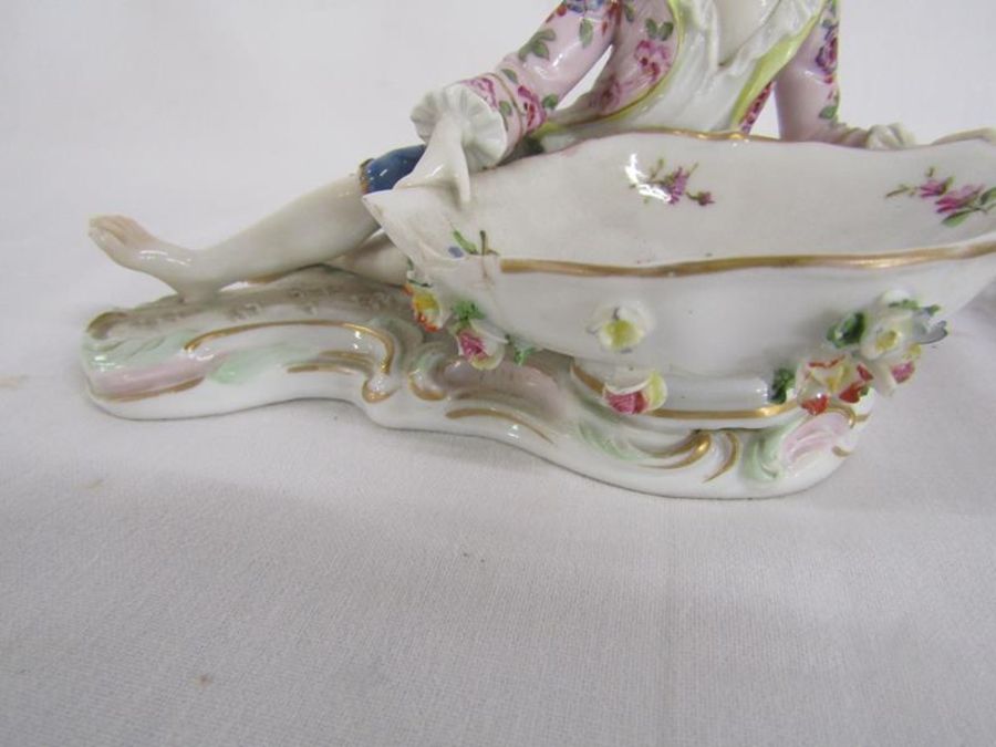 Early 20th century porcelain sweet meat dishes (one showing some damage) marked with cc below a - Image 6 of 7