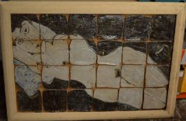 Large ceramic tile portrait of a reclining nude by local artist Sam Dales 119cm by 83cm