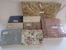 Collection of duvet covers mostly double, single quilted runner and heavy fitted bed cover for