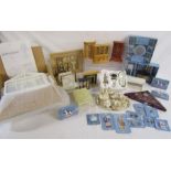 Collection of dolls house furniture including a greenhouse, bathroom, aga etc