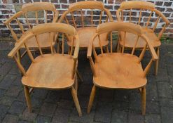 5 1960's smokers bow chairs with elm seats