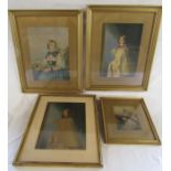 4 framed Baxter prints - 'The Bridesmaid' - 'The Belle of the Village' - 'Fruit Girl of the