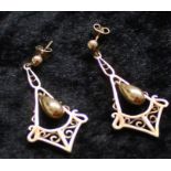 Pair of 9ct rose gold drop earrings 4.7g