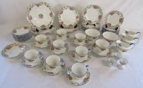 Aynsley B944 'Dorothy' vintage floral part dinner and tea set includes cake plates, egg cups, milk