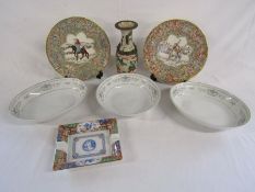 Japanese warrior patterned vase, Oriental design dip dish, 'Diane' fine porcelain bowls, Mason's