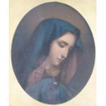 Madonna print after Giacomo Ulisse Borzino mounted in a gilded oak frame approx. 51cm x 45.5cm
