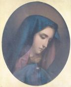 Madonna print after Giacomo Ulisse Borzino mounted in a gilded oak frame approx. 51cm x 45.5cm