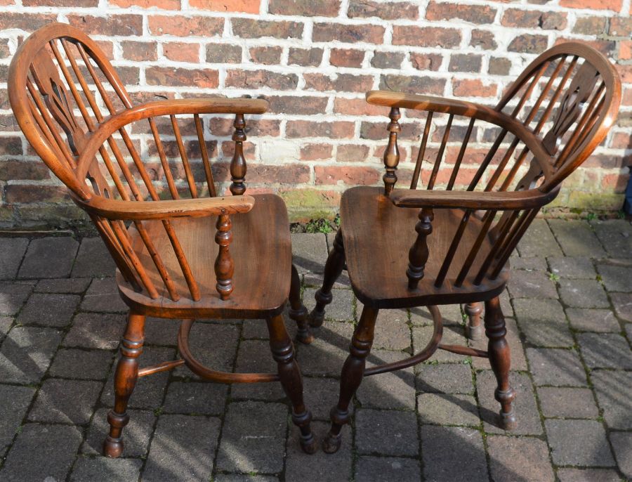 *Pair of Victorian Windsor chairs with crinoline stretchers .  This lot is subject to VAT. - Image 3 of 3