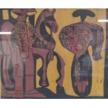Framed Pablo Picasso offset lithograph of the linocut print 'Picador & Matador' approx. 46.5cm x