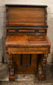 Small writing bureau converted from a piano with tambour rolling top (not currently opening) Ht