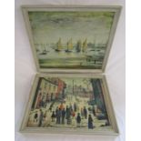 2 L.S Lowry prints 'A procession' and 'Yachts at Lytham' both approx. 67.5cm x 57cm