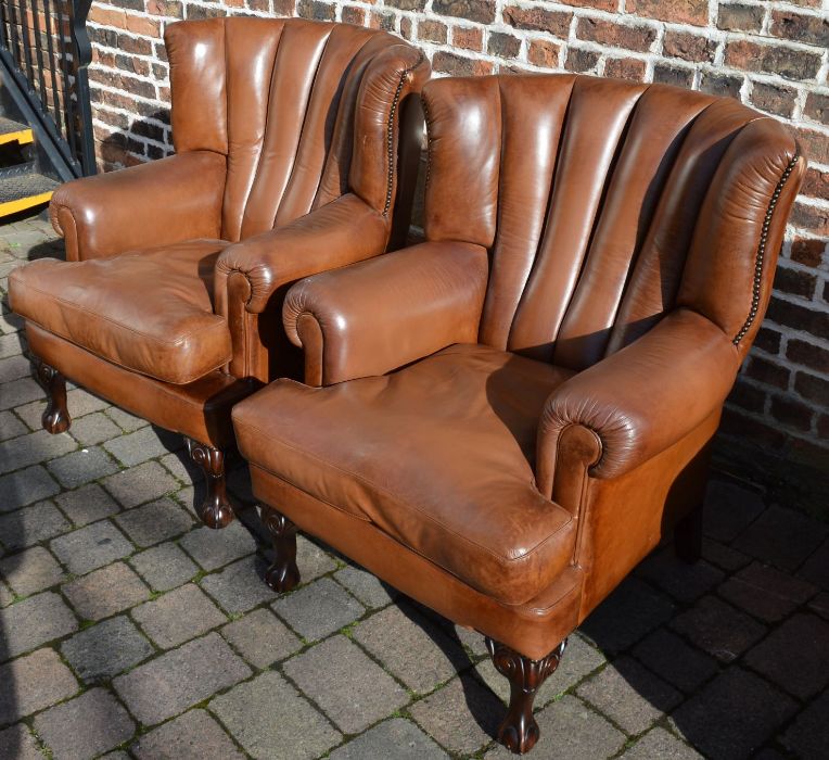 Pair of high back upholstered "Blake" leather armchairs by Terrad of Nottingham - Image 2 of 2