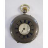 Leonard Hall Louth London silver cased half hunter pocket watch with pouch