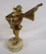 Art Deco painted bronze figure of a minstrel approx. 24cm tall