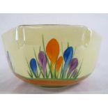 Clarice Cliff Bizarre 'Crocus' hexagonal bowl approx. 20cm dia