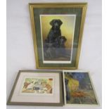3 framed prints - pencil signed Nigel Hemming limited edition 128/1000 'Generations black labradors'