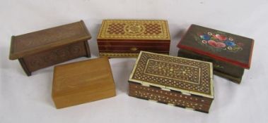 Collection of carved inlaid and painted boxes