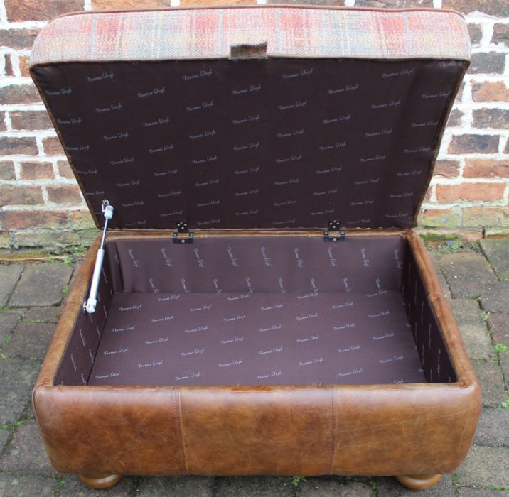 Thomas Lloyd "Wilmington" vintage oatmeal chestnut brown leather storage stool, H 48cm x W 79cm x - Image 2 of 2