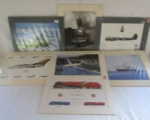 7 mounted prints - 'Princess Coronation class' - VC10 Ascension Island by Brian Mulholland - RMS