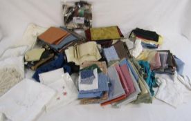 Assorted silks, cottons, leather and suede and craft fabrics also some linens