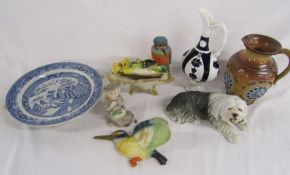 Collection of ceramics including Royal Doulton jug (repair to handle) blue and white warming