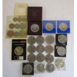 Collection of coins includes Festival of Britain 1951 with St George and Dragon five shilling coin