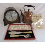 Enfield chiming mantel clock, Premier electric copper kettle and fish server set,