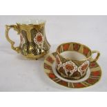 Burtondale Imari style cup, saucer and tankard