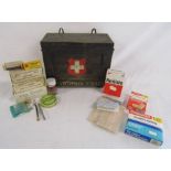 Paragon First Aid case - wooden medicine box with contents (some boxes empty)
