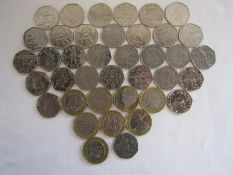 Collection of collectors £2 and 50p coins, includes swimmer, battle of Britain, Magna Carta,
