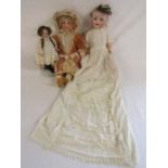 Armand Marseille bisque head dolls 2 x 390 and 1 x 990 with christening gown showing signs of