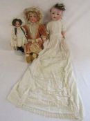 Armand Marseille bisque head dolls 2 x 390 and 1 x 990 with christening gown showing signs of