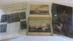 Collection of rolled prints includes 'Portraits de Moufti' - 'Bombardment of Odessa' - 'The Light