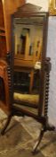 Early 20th century oak cheval mirror