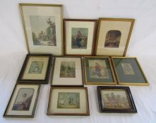 Collection of 10 smaller framed prints including 'The interior of the Lady's Chapel Warwick'