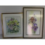 Pair of framed watercolours depicting flowers signed W A Tait