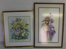 Pair of framed watercolours depicting flowers signed W A Tait