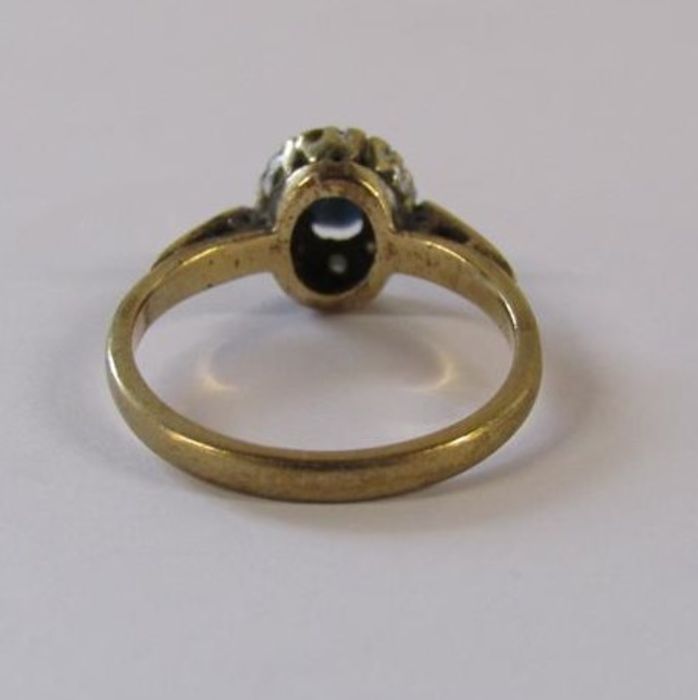9ct gold diamond and sapphire ring - ring size H/I - total weight 1.9g - Image 3 of 6