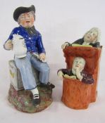 American sailor toby jug seated on a dollars chest drinking from a jug 'Success to our wooden walls'