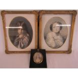 2 framed portrait prints and a miniature print of Marie Antoinette