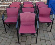 *20 metal frame stacking chairs with cushion seats.  This lot is subject to VAT.