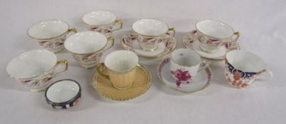 Royal Crown Derby tea cups some with saucers includes 'Princess' also a hand painted Herend