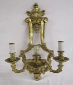 Heavy 3 branch brass hall wall light