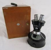 C Baker cased microscope B0129 case approx. 34.5cm x 25cm x 24.5cm