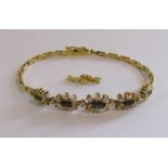 18ct (750) gold sapphire and diamond bracelet - 5 clusters each having marquise cut sapphire approx.